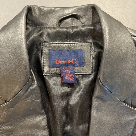 Denim & Co. Women's S Black Leather Jacke100% Leather Outer Shell - Picture 2 of 6